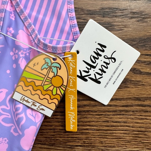 Kulani Kinis Cheeky one piece NWT swimsuit purple pink hibiscus flora Size S - Picture 4 of 9